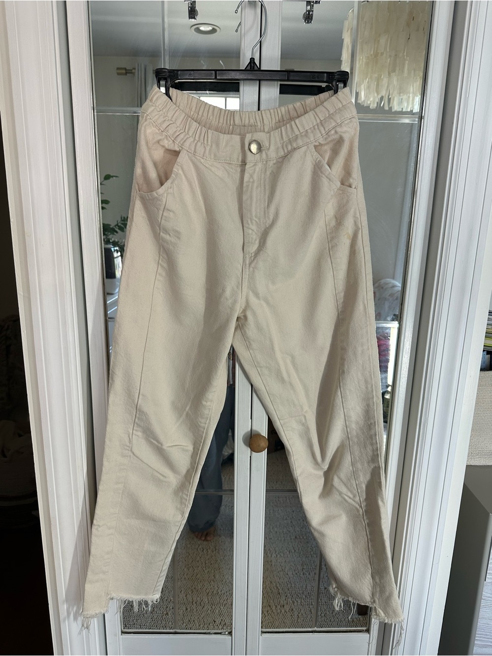 ASOS Cream Cropped Jeans Ankle-Length